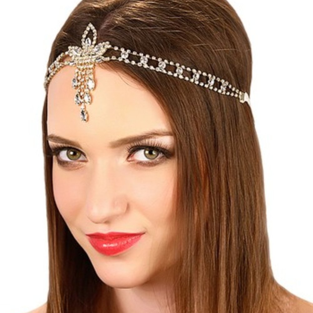 Crystal & Goldtone Pendant Headpiece